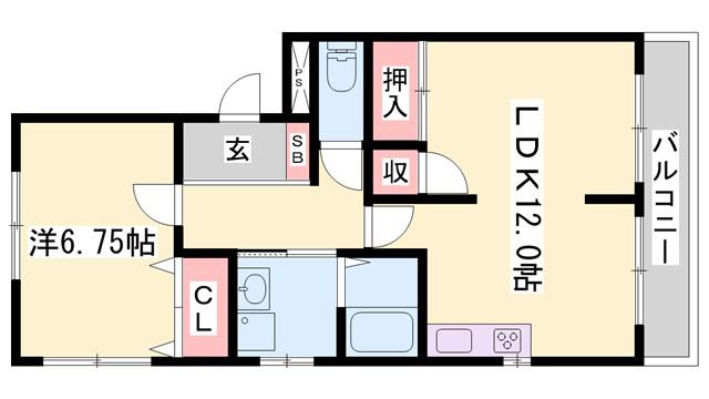 エクレールM(2DK/1階)の間取り写真