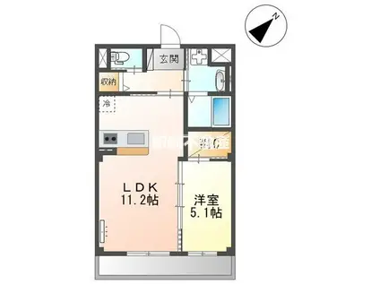 コンフォルト春日西II(1LDK/2階)の間取り写真