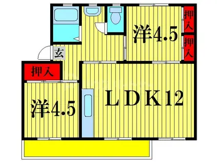 小金原団地 6-9-2号棟(2LDK/4階)の間取り写真