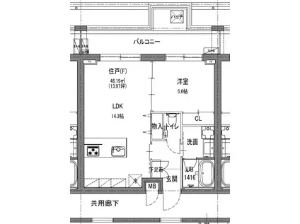 LALA NISHIAZABU(1LDK/4階)の間取り写真