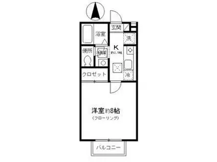 カーサモンテベルデ(1K/2階)の間取り写真