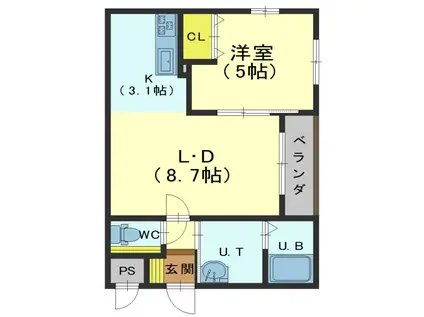 柏木町30番 マンション(1LDK/1階)の間取り写真