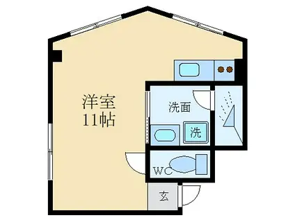リベラル都丘(ワンルーム/2階)の間取り写真