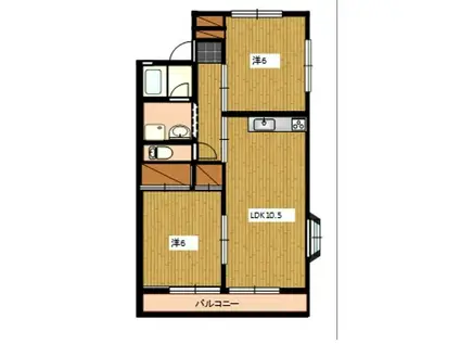 ベルコーポ(2LDK/1階)の間取り写真