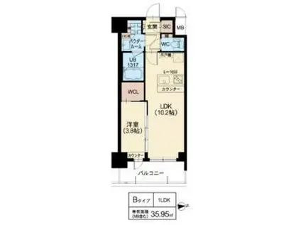 スプランディッド江坂III(1LDK/5階)の間取り写真