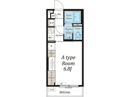 リブリ・EMERGENCE I(1K/1階)の間取り写真