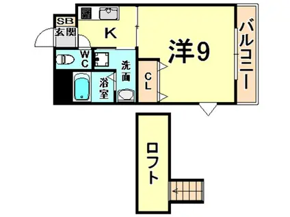 ラフィーネ伊丹III(1K/2階)の間取り写真