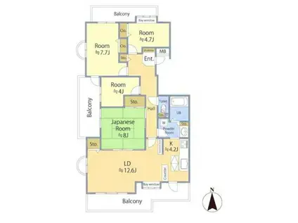 新ゆりグリーンタウン 楠街区(4LDK/1階)の間取り写真