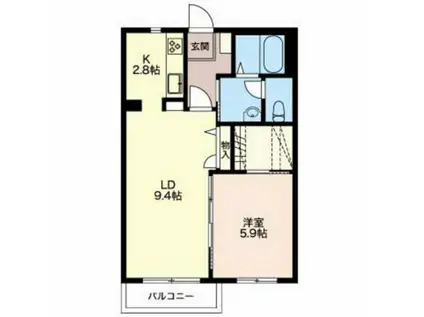 ヴィラクオーレ(1LDK/2階)の間取り写真