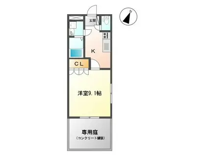 SABRINA(1K/1階)の間取り写真