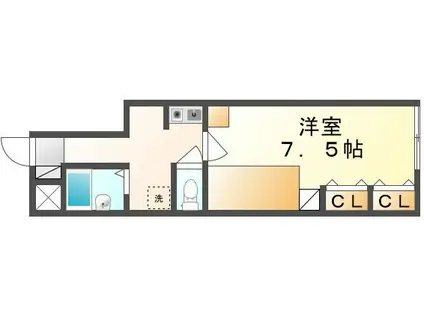 レオパレスカサベージュ(1K/1階)の間取り写真