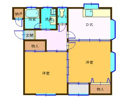 コーポクレオールII(2DK/1階)の間取り写真
