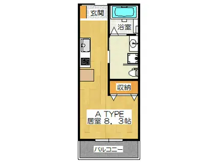 グリーンソサエティー犀川(ワンルーム/1階)の間取り写真