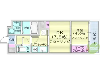 THE IOT HARANOMACHI β(1DK/2階)の間取り写真