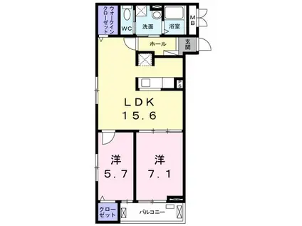 エルベラン真砂(2LDK/2階)の間取り写真