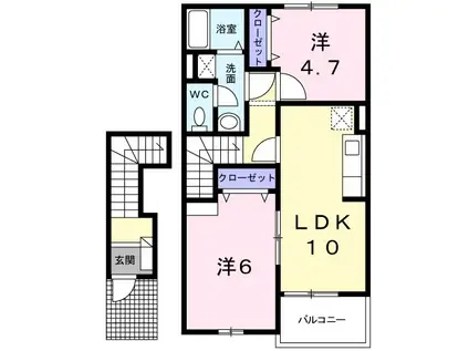 ライツ・E(2LDK/2階)の間取り写真
