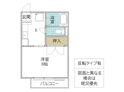 グランシャリオみと(1K/2階)の間取り写真