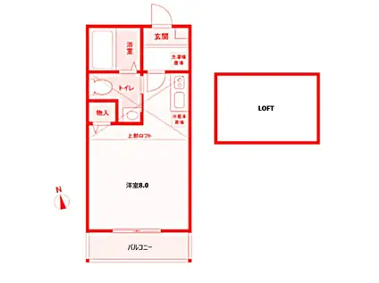 ARU保土ケ谷霞台(ワンルーム/2階)の間取り写真