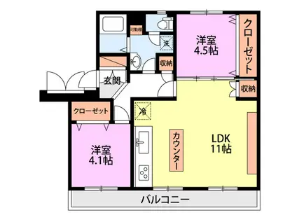 高志レジデンス(2LDK/1階)の間取り写真