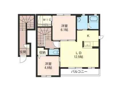 エスポワールB棟(2LDK/2階)の間取り写真