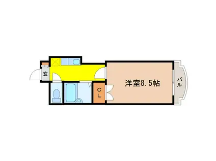 ニューメゾン土樋(1K/6階)の間取り写真