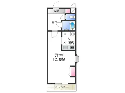 メゾンドソンジュ(ワンルーム/3階)の間取り写真