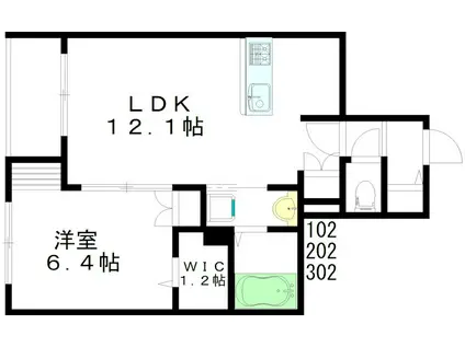 ルミナ荻窪(1LDK/3階)の間取り写真