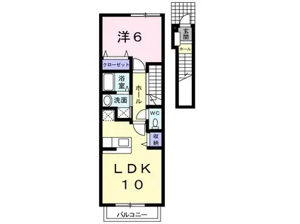 クリスタル メゾンI(1LDK/2階)の間取り写真