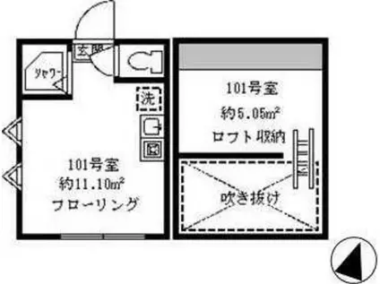 ソフィアパラソル(ワンルーム/2階)の間取り写真