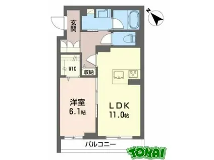 シャーメゾン松阪中央(1LDK/3階)の間取り写真