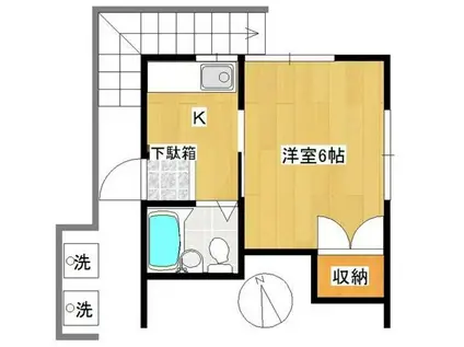 コーポ宮崎(1K/2階)の間取り写真