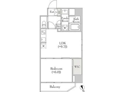 ルミークアン北上野 200(1LDK/9階)の間取り写真