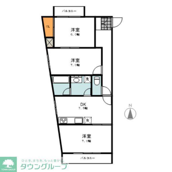 アイサンビル(3DK/5階)の間取り写真