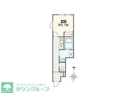 ヴェルフォーレ海神(1LDK/1階)の間取り写真