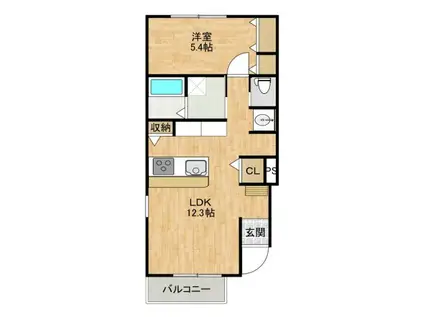 ティアメゾン(1LDK/1階)の間取り写真