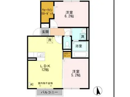 フェリーチェ(2LDK/2階)の間取り写真