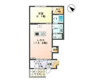 グランリヴィエールII(1LDK/1階)の間取り写真
