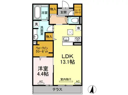 メゾン・ド・キャトルV(1LDK/1階)の間取り写真