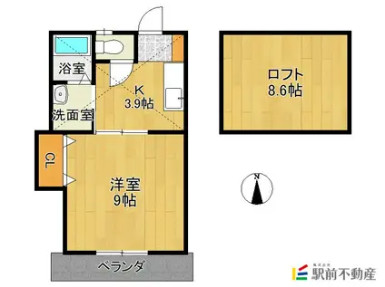 M & L A棟(1K/2階)の間取り写真