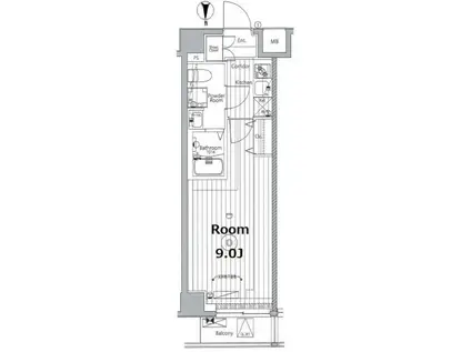 メイクス東向島II(1K/2階)の間取り写真