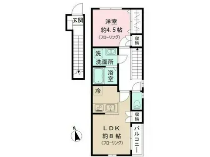 RIZ大京町(1LDK/2階)の間取り写真