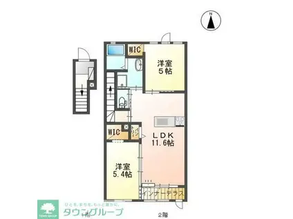 アウローラII(2LDK/2階)の間取り写真