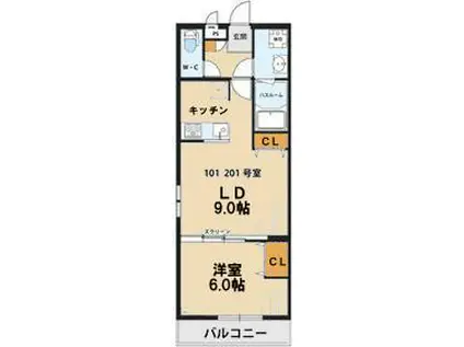 リブリ・エムアンドアイ(1LDK/2階)の間取り写真