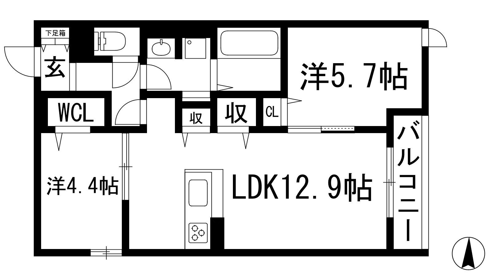 D-RESIDENCE宇保町(2LDK/1階)の間取り写真