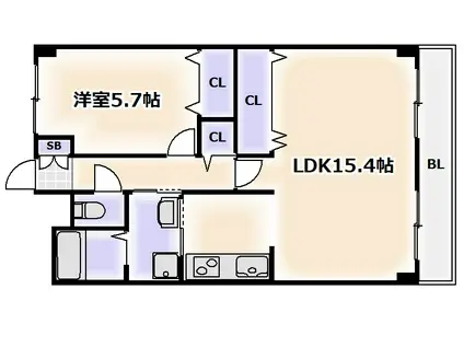 エルロード住吉6号館(1LDK/3階)の間取り写真