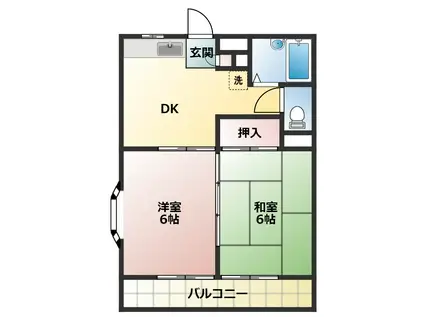 レジデンス日吉(2DK/2階)の間取り写真