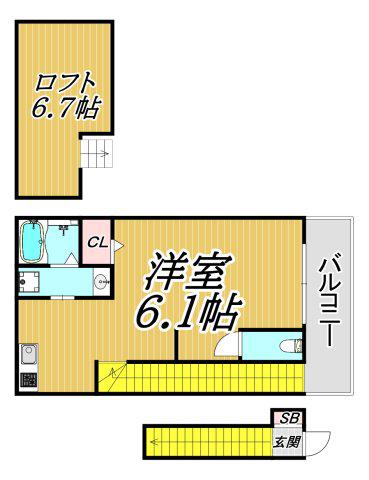 あんしん稲葉荘08-2001(ワンルーム/2階)の間取り写真