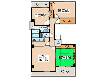 ハナジマビル(3LDK/3階)の間取り写真