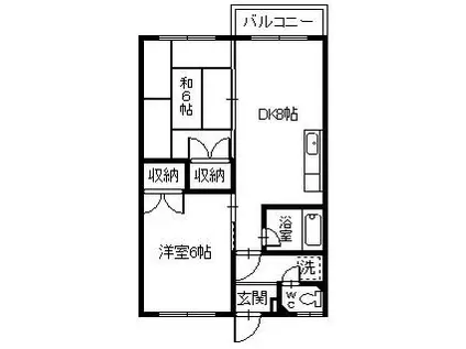 マンションヤマダA・B(2DK/1階)の間取り写真