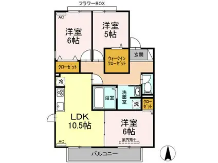 アヴニールD(3LDK/2階)の間取り写真